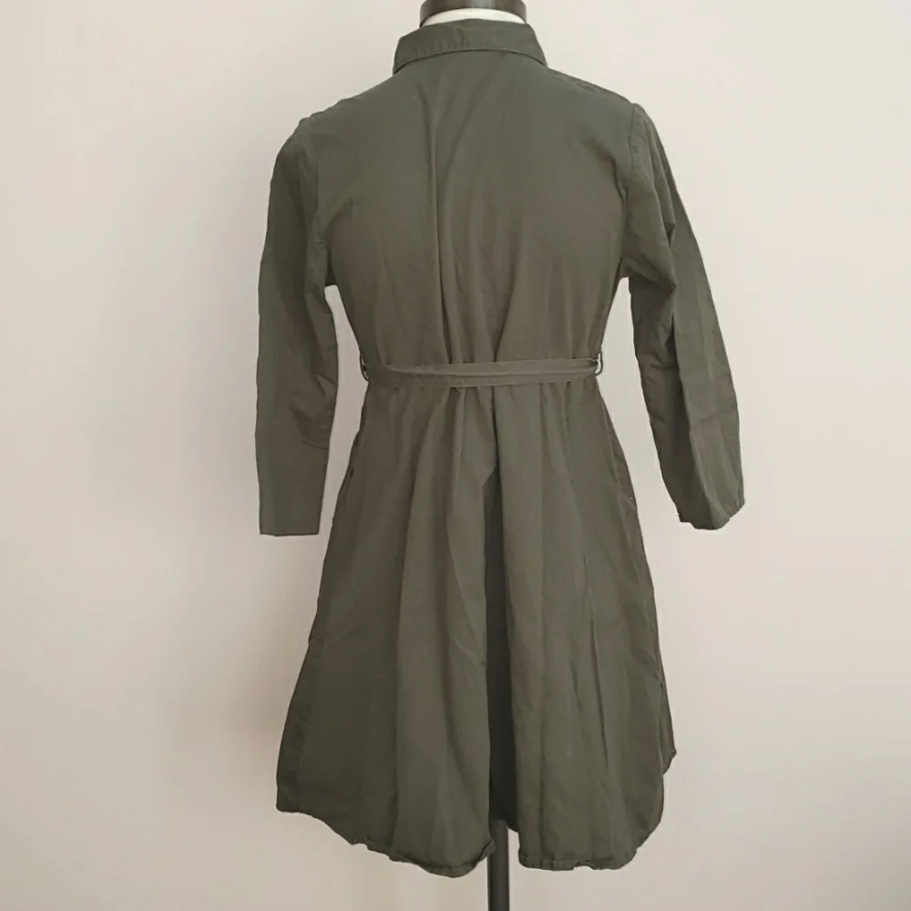 Wonder Nation Green Cotton Button Front Dress with Floral Embroidery, Size XL